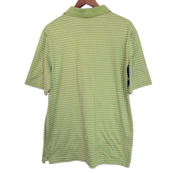 Bobby Jones Green Pima Cotton Striped Golf 3 Button Polo Sz L - Picture 2 of 8